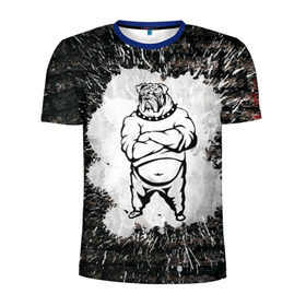 Мужская футболка 3D спортивная с принтом Охранник бульдог Style в Кировске, 100% полиэстер с улучшенными характеристиками | приталенный силуэт, круглая горловина, широкие плечи, сужается к линии бедра | бульдог | качок | крутой | охрана | собака
