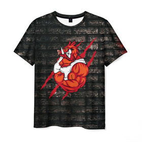 Мужская футболка 3D с принтом Кабан качок Style в Кировске, 100% полиэфир | прямой крой, круглый вырез горловины, длина до линии бедер | бодибилдинг | кабан | мышцы | свинья | сила
