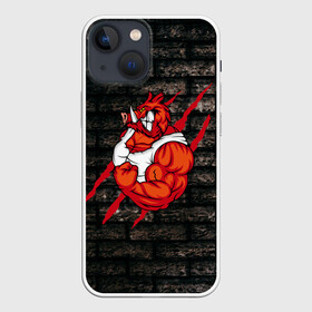 Чехол для iPhone 13 mini с принтом Кабан качок Style в Кировске,  |  | бодибилдинг | кабан | мышцы | свинья | сила