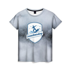 Женская футболка 3D с принтом Snowboarding в Кировске, 100% полиэфир ( синтетическое хлопкоподобное полотно) | прямой крой, круглый вырез горловины, длина до линии бедер | 