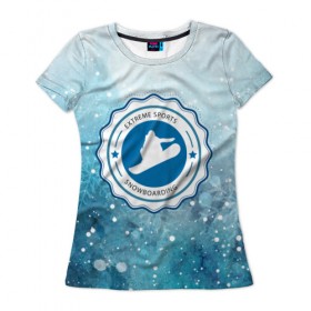 Женская футболка 3D с принтом Snowboarding в Кировске, 100% полиэфир ( синтетическое хлопкоподобное полотно) | прямой крой, круглый вырез горловины, длина до линии бедер | 