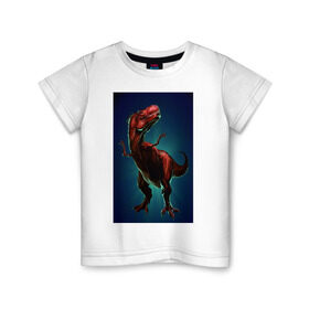 Детская футболка хлопок с принтом Dino в Кировске, 100% хлопок | круглый вырез горловины, полуприлегающий силуэт, длина до линии бедер | dino | dinosaur | t rex | дино | динозавр | монстр | ящерица