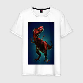 Мужская футболка хлопок с принтом Dino в Кировске, 100% хлопок | прямой крой, круглый вырез горловины, длина до линии бедер, слегка спущенное плечо. | dino | dinosaur | t rex | дино | динозавр | монстр | ящерица