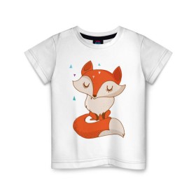 Детская футболка хлопок с принтом Лисичка в Кировске, 100% хлопок | круглый вырез горловины, полуприлегающий силуэт, длина до линии бедер | лиса | лисенок | лисица | лисичка