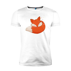 Мужская футболка премиум с принтом Спящая лиса в Кировске, 92% хлопок, 8% лайкра | приталенный силуэт, круглый вырез ворота, длина до линии бедра, короткий рукав | лиса | лисенок | лисица | лисичка