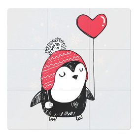 Магнитный плакат 3Х3 с принтом Пингвин с шариком в Кировске, Полимерный материал с магнитным слоем | 9 деталей размером 9*9 см | christmas | new year | winter | зима | новый год | пингвин | рождество