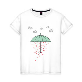 Женская футболка хлопок с принтом Зонтик в Кировске, 100% хлопок | прямой крой, круглый вырез горловины, длина до линии бедер, слегка спущенное плечо | 