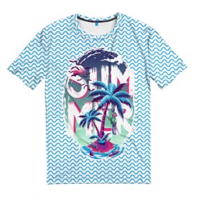 Мужская футболка 3D с принтом Summer End в Кировске, 100% полиэфир | прямой крой, круглый вырез горловины, длина до линии бедер | 