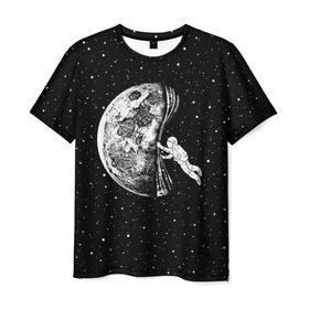 Мужская футболка 3D с принтом Начало ночи в Кировске, 100% полиэфир | прямой крой, круглый вырез горловины, длина до линии бедер | astronaut | cosmonaut | cosmos | galaxy | hipster | moon | night | planet | space | star | universe | астронавт | вселенная | галактика | звезды | космонавт | космос | луна | ночь | планета | хипстер