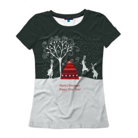 Женская футболка 3D с принтом Новый год в Кировске, 100% полиэфир ( синтетическое хлопкоподобное полотно) | прямой крой, круглый вырез горловины, длина до линии бедер | christmas | new year | год | новый