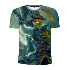 Мужская футболка 3D спортивная с принтом Пират в Кировске, 100% полиэстер с улучшенными характеристиками | приталенный силуэт, круглая горловина, широкие плечи, сужается к линии бедра | gangplank | league of legends | lol | pirate | гангпланк | лига легенд | лол | пират