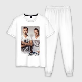 Мужская пижама хлопок с принтом Cosmic Gate в Кировске, 100% хлопок | брюки и футболка прямого кроя, без карманов, на брюках мягкая резинка на поясе и по низу штанин
 | 