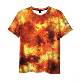 Мужская футболка 3D с принтом Взрывной гранж в Кировске, 100% полиэфир | прямой крой, круглый вырез горловины, длина до линии бедер | Тематика изображения на принте: взрыв | гранж | огонь | пламя | эксклюзив