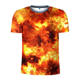 Мужская футболка 3D спортивная с принтом Взрывной гранж в Кировске, 100% полиэстер с улучшенными характеристиками | приталенный силуэт, круглая горловина, широкие плечи, сужается к линии бедра | взрыв | гранж | огонь | пламя | эксклюзив
