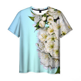 Мужская футболка 3D с принтом Сакура в Кировске, 100% полиэфир | прямой крой, круглый вырез горловины, длина до линии бедер | вишня | сакура | яблоня | япония