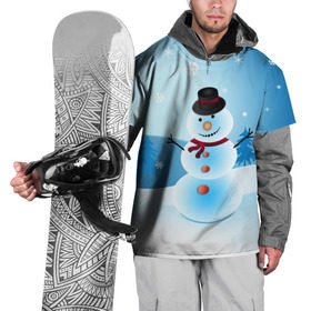 Накидка на куртку 3D с принтом Снеговик в Кировске, 100% полиэстер |  | дед мороз | зима | новый год | праздник | снеговик | снежинки