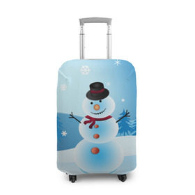 Чехол для чемодана 3D с принтом Снеговик в Кировске, 86% полиэфир, 14% спандекс | двустороннее нанесение принта, прорези для ручек и колес | дед мороз | зима | новый год | праздник | снеговик | снежинки