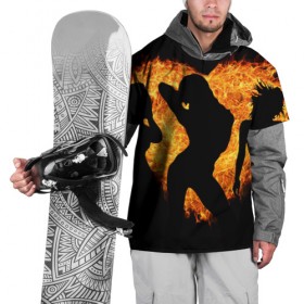 Накидка на куртку 3D с принтом Танец огня в Кировске, 100% полиэстер |  | любовь | огонь | пламя | сердце | танец
