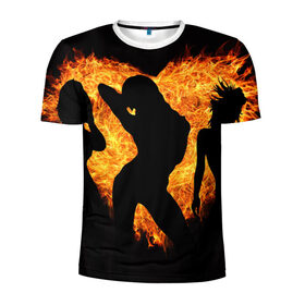 Мужская футболка 3D спортивная с принтом Танец огня в Кировске, 100% полиэстер с улучшенными характеристиками | приталенный силуэт, круглая горловина, широкие плечи, сужается к линии бедра | любовь | огонь | пламя | сердце | танец
