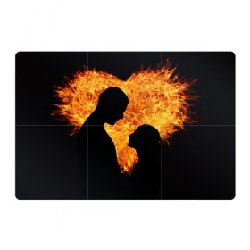 Магнитный плакат 3Х2 с принтом Огненная любовь в Кировске, Полимерный материал с магнитным слоем | 6 деталей размером 9*9 см | Тематика изображения на принте: любовь | огонь | пламя | сердце | танец