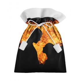 Подарочный 3D мешок с принтом Огненная любовь в Кировске, 100% полиэстер | Размер: 29*39 см | Тематика изображения на принте: любовь | огонь | пламя | сердце | танец