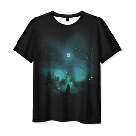 Мужская футболка 3D с принтом Взгляд на звезды в Кировске, 100% полиэфир | прямой крой, круглый вырез горловины, длина до линии бедер | cosmos | galaxy | hipster | moon | night | planet | space | star | universe | вселенная | галактика | звезды | космос | луна | ночь | планета | хипстер