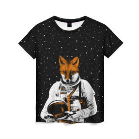Женская футболка 3D с принтом Лис космонавт в Кировске, 100% полиэфир ( синтетическое хлопкоподобное полотно) | прямой крой, круглый вырез горловины, длина до линии бедер | animal | astronaut | beast | cosmonaut | cosmos | fox | galaxy | hipster | moon | night | planet | space | star | universe | вселенная | галактика | животное | звезды | зверь | космос | лис | луна | пла