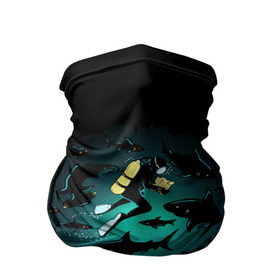 Бандана-труба 3D с принтом Подводный мир в Кировске, 100% полиэстер, ткань с особыми свойствами — Activecool | плотность 150‒180 г/м2; хорошо тянется, но сохраняет форму | fish | ocean | predator | sea | shark | under | акула | вода | дайвер | дайвинг | море | океан | рыба | хищник