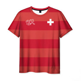 Мужская футболка 3D с принтом Сборная Швейцарии в Кировске, 100% полиэфир | прямой крой, круглый вырез горловины, длина до линии бедер | футбол | швейцария