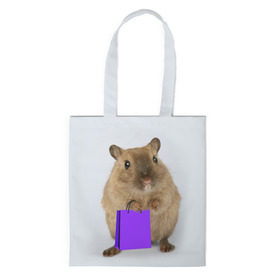 Сумка 3D повседневная с принтом Хомяк с сумкой в Кировске, 100% полиэстер | Плотность: 200 г/м2; Размер: 34×35 см; Высота лямок: 30 см | грызун | животные | крыса | мышь | хомяк | яблоко