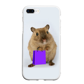 Чехол для iPhone 7Plus/8 Plus матовый с принтом Хомяк с сумкой в Кировске, Силикон | Область печати: задняя сторона чехла, без боковых панелей | грызун | животные | крыса | мышь | хомяк | яблоко