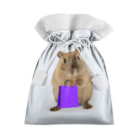 Подарочный 3D мешок с принтом Хомяк с сумкой в Кировске, 100% полиэстер | Размер: 29*39 см | Тематика изображения на принте: грызун | животные | крыса | мышь | хомяк | яблоко