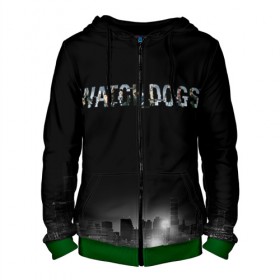 Мужская толстовка 3D на молнии с принтом Watch Dogs 2 в Кировске, 100% полиэстер | длина до линии бедра, манжеты и пояс оформлены мягкой тканевой резинкой, двухслойный капюшон со шнурком для регулировки, спереди молния, по бокам два кармана | dogs | ubisoft | watch | watchdogs | псы | сторожевые | хакер