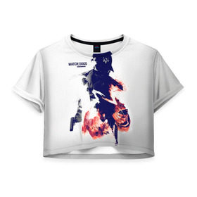 Женская футболка 3D укороченная с принтом Watch Dogs 2 в Кировске, 100% полиэстер | круглая горловина, длина футболки до линии талии, рукава с отворотами | dogs | ubisoft | watch | псы | сторожевые