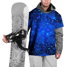 Накидка на куртку 3D с принтом Снежинки в Кировске, 100% полиэстер |  | Тематика изображения на принте: круги | новогодний | рождество | синий | снежинка | темный