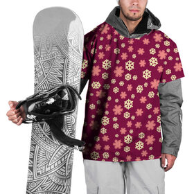Накидка на куртку 3D с принтом Снежинки бордо в Кировске, 100% полиэстер |  | год петуха | детям | любимым. | новый год | подарок | популярное | снег | снежинки
