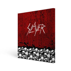 Холст квадратный с принтом Slayer Red в Кировске, 100% ПВХ |  | metal | rock | метал | рок | слэйер | трэш | череп