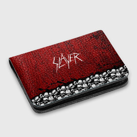 Картхолдер с принтом с принтом Slayer Red в Кировске, натуральная матовая кожа | размер 7,3 х 10 см; кардхолдер имеет 4 кармана для карт; | metal | rock | метал | рок | слэйер | трэш | череп