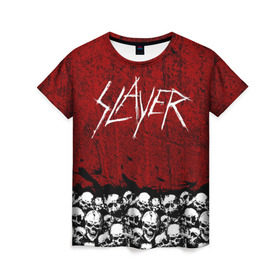 Женская футболка 3D с принтом Slayer Red в Кировске, 100% полиэфир ( синтетическое хлопкоподобное полотно) | прямой крой, круглый вырез горловины, длина до линии бедер | Тематика изображения на принте: metal | rock | метал | рок | слэйер | трэш | череп