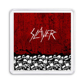 Магнит 55*55 с принтом Slayer Red в Кировске, Пластик | Размер: 65*65 мм; Размер печати: 55*55 мм | metal | rock | метал | рок | слэйер | трэш | череп