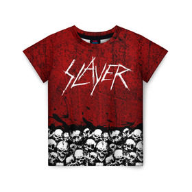 Детская футболка 3D с принтом Slayer Red в Кировске, 100% гипоаллергенный полиэфир | прямой крой, круглый вырез горловины, длина до линии бедер, чуть спущенное плечо, ткань немного тянется | Тематика изображения на принте: metal | rock | метал | рок | слэйер | трэш | череп