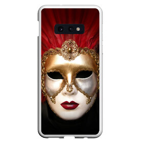 Чехол для Samsung S10E с принтом Венецианская маска в Кировске, Силикон | Область печати: задняя сторона чехла, без боковых панелей | венеция | италия | карнавал | красный | лицо | перья
