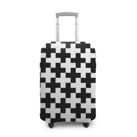 Чехол для чемодана 3D с принтом Крест в Кировске, 86% полиэфир, 14% спандекс | двустороннее нанесение принта, прорези для ручек и колес | cross | крест | оптическая иллюзия | орнамент | узор | чёрно белый