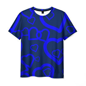 Мужская футболка 3D с принтом Ночная романтика в Кировске, 100% полиэфир | прямой крой, круглый вырез горловины, длина до линии бедер | love is | влюблённый | любовь | ночь | романтика | сердечки | сердце