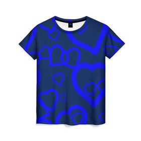 Женская футболка 3D с принтом Ночная романтика в Кировске, 100% полиэфир ( синтетическое хлопкоподобное полотно) | прямой крой, круглый вырез горловины, длина до линии бедер | love is | влюблённый | любовь | ночь | романтика | сердечки | сердце