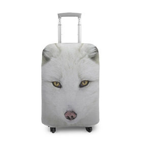 Чехол для чемодана 3D с принтом Полярная лиса в Кировске, 86% полиэфир, 14% спандекс | двустороннее нанесение принта, прорези для ручек и колес | animal | polar fox | predator | sly | white | wild | белая | дикая | животное | лиса | полярная | хитрая | хищник