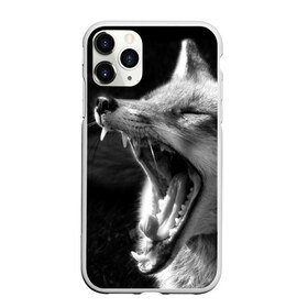 Чехол для iPhone 11 Pro матовый с принтом Лиса в Кировске, Силикон |  | animal | bw | fox | jaws | predator | sly | teeth | wild | yawn | дикая | животное | зевает | зубы | лиса | пасть | хитрая | хищник | чб