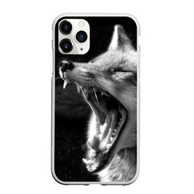 Чехол для iPhone 11 Pro Max матовый с принтом Лиса в Кировске, Силикон |  | animal | bw | fox | jaws | predator | sly | teeth | wild | yawn | дикая | животное | зевает | зубы | лиса | пасть | хитрая | хищник | чб