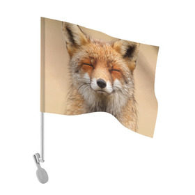 Флаг для автомобиля с принтом Лиса в Кировске, 100% полиэстер | Размер: 30*21 см | animal | baby | fox | look | predator | red | sly | wild | взгляд | дикая | животное | лиса | малыш | рыжая | хитрая | хищник