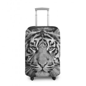 Чехол для чемодана 3D с принтом Тигр в Кировске, 86% полиэфир, 14% спандекс | двустороннее нанесение принта, прорези для ручек и колес | animal | black   white | look | predator | tiger | wild | взгляд | дикий | животное | тигр | хищник | черно   белый